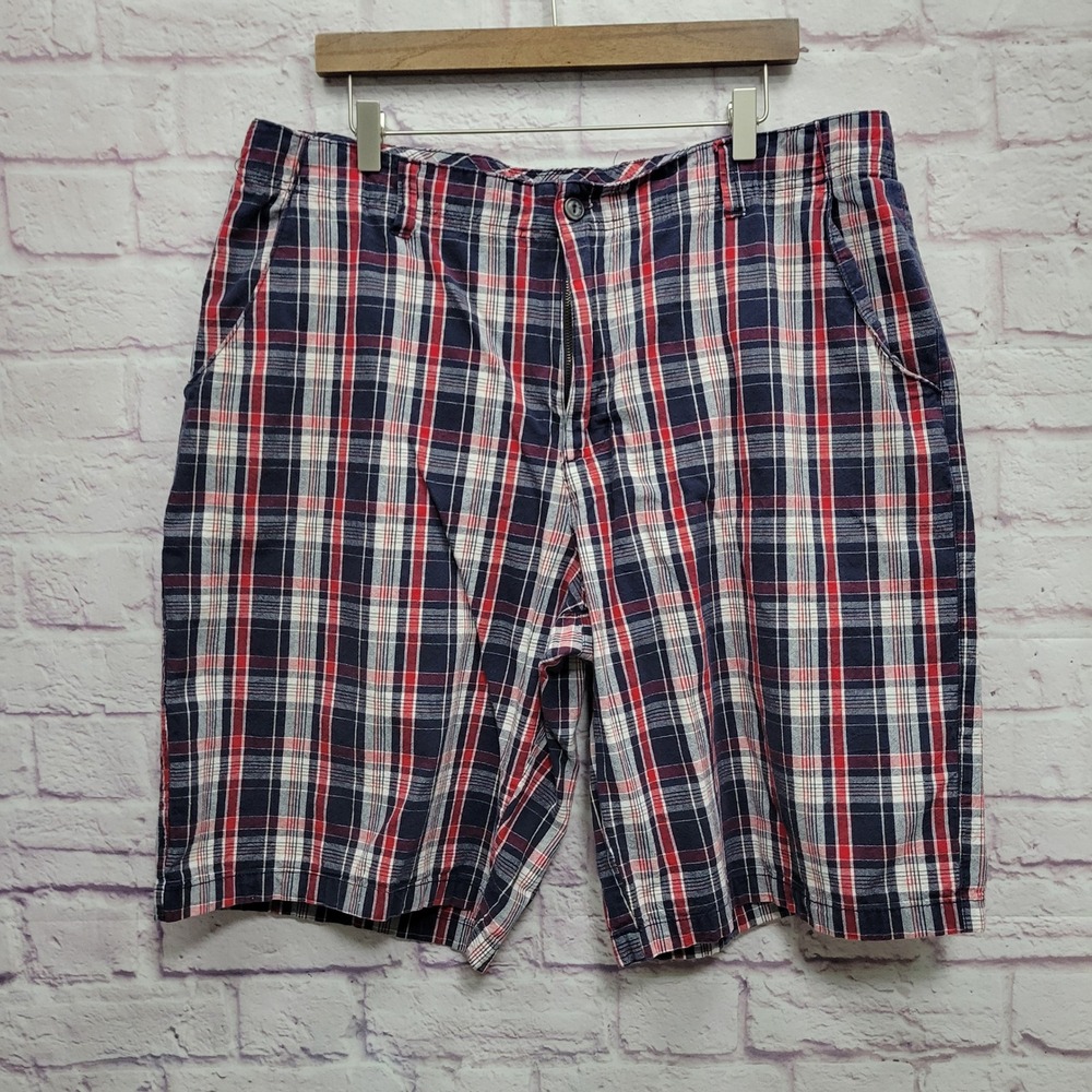 VTG Y2K Bugle Boy Plaid Shorts Mens 40 Red Blue Retro Grunge Skater Gorpcore 90s